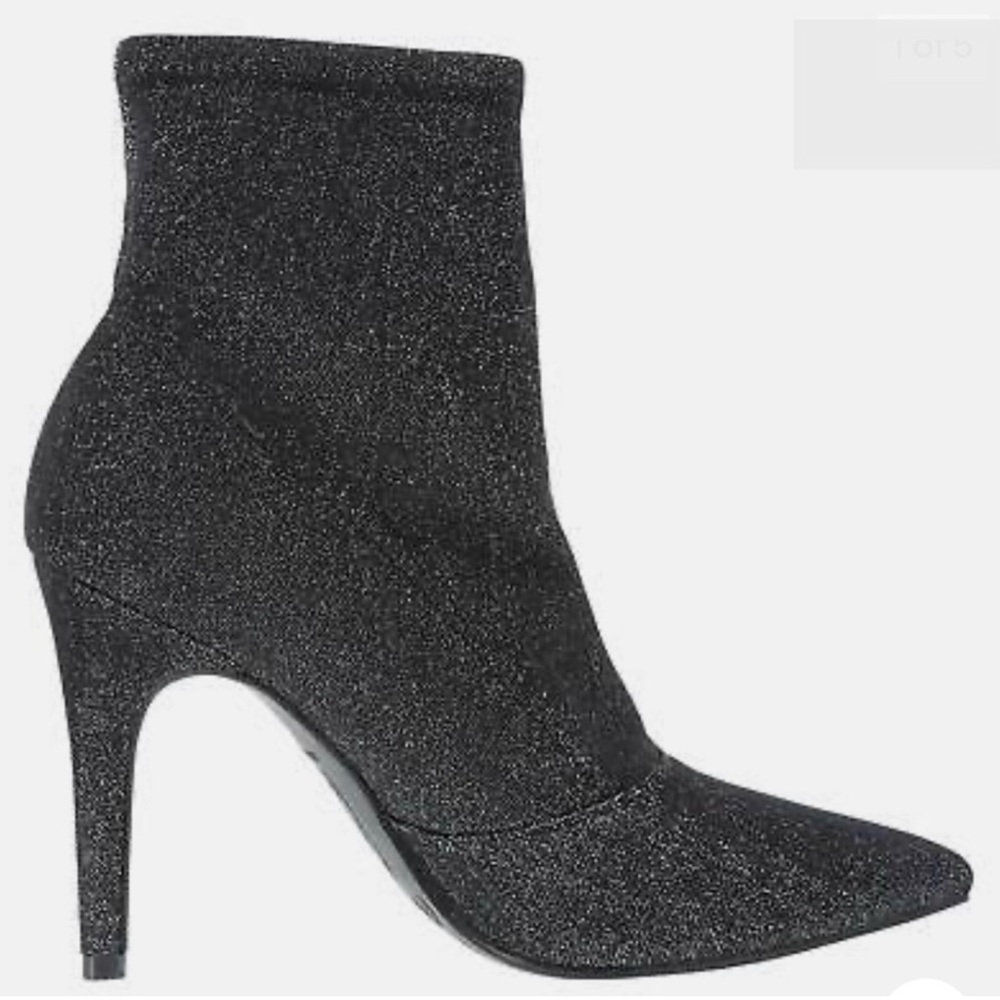 Size 10 | Brash Entertainment | Black Sparkly 4" High Heel Booties